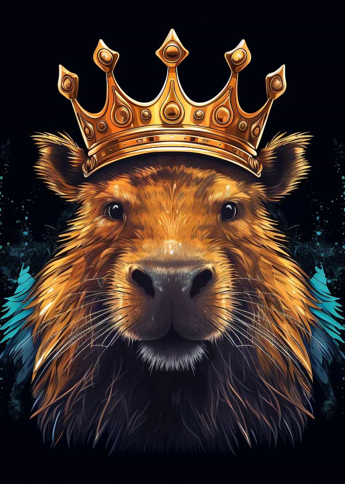 Capybara King with Golden Crown