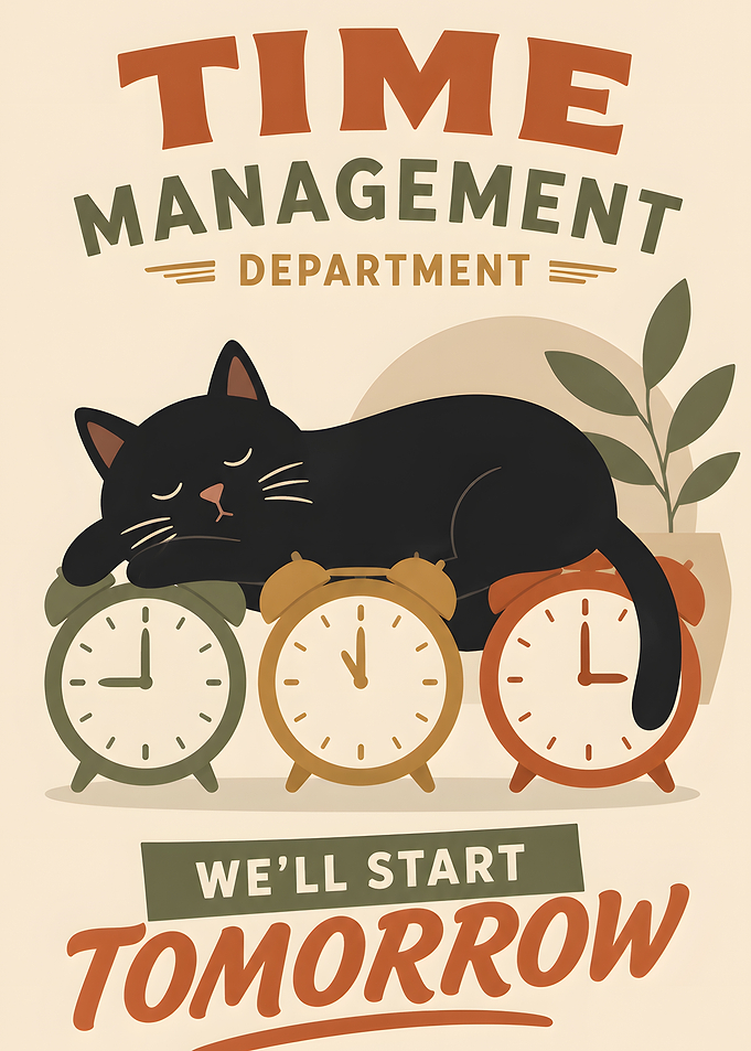Funny Cat Sleeping on Clocks