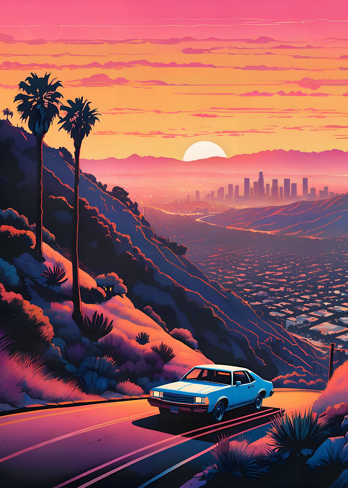 Retro Sunset Drive in Los Angeles