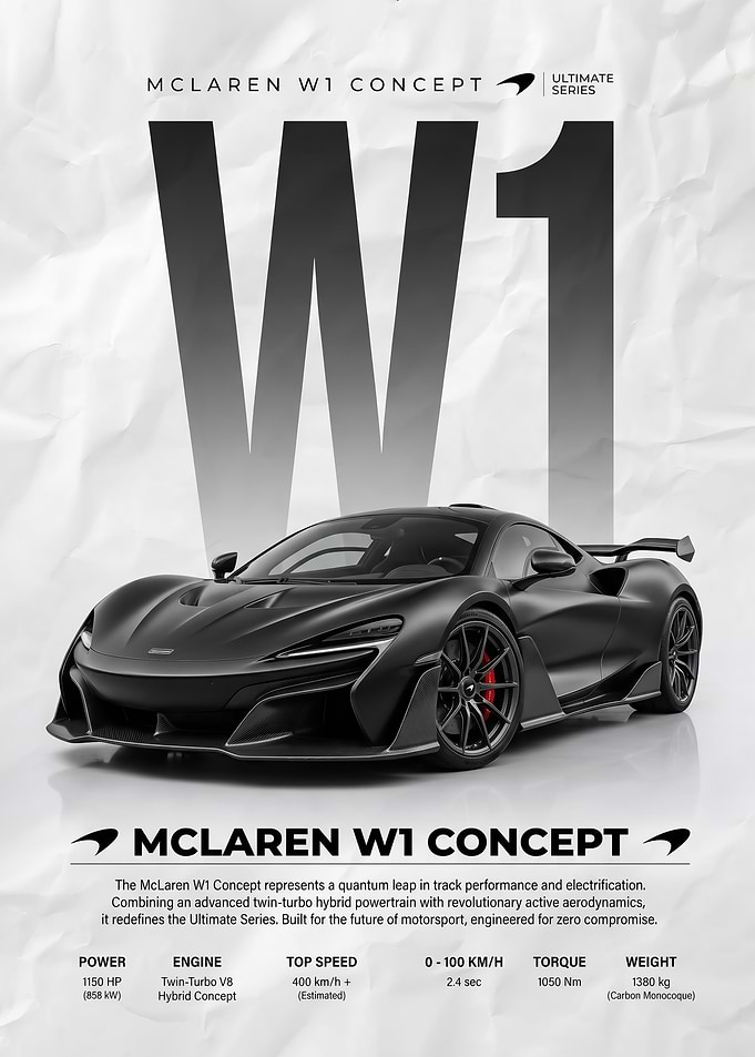 sleek black McLaren W1 Concept Car poster