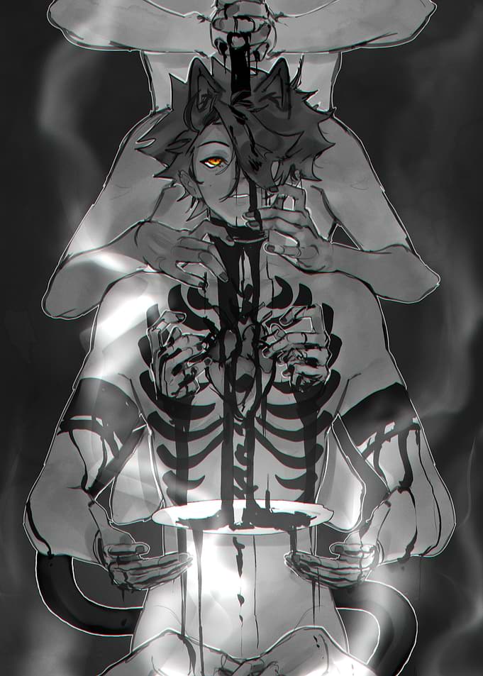 Dark Fantasy Character with Skeleton Ribs