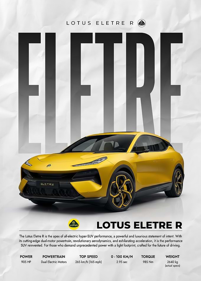 sleek yellow Lotus Eletre R Electric SUV