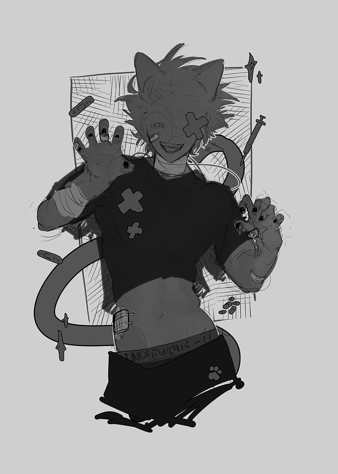 Anime Cat Boy with Bandages