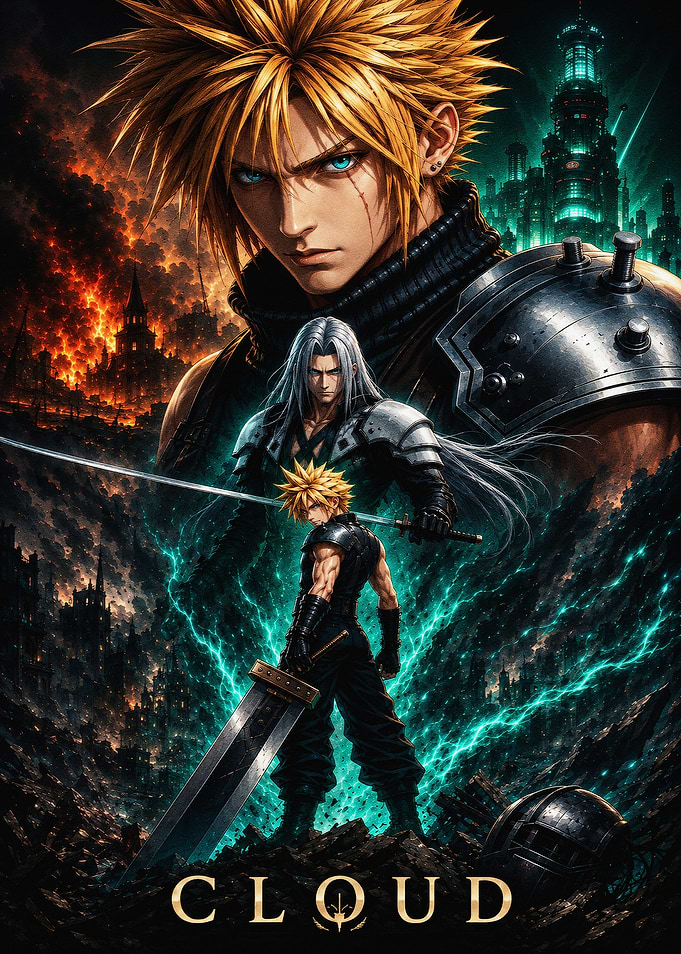 Cloud Strife and Sephiroth
