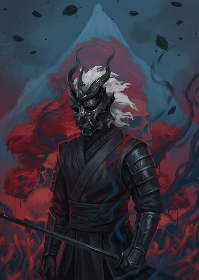 Samurai Warrior with Oni Mask