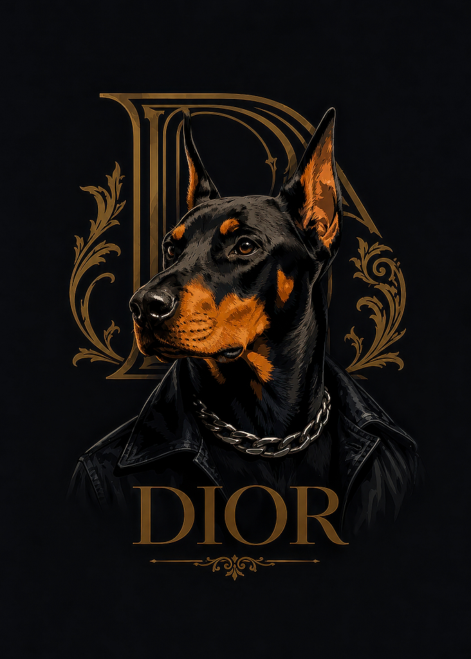 Doberman in Dior Jacket