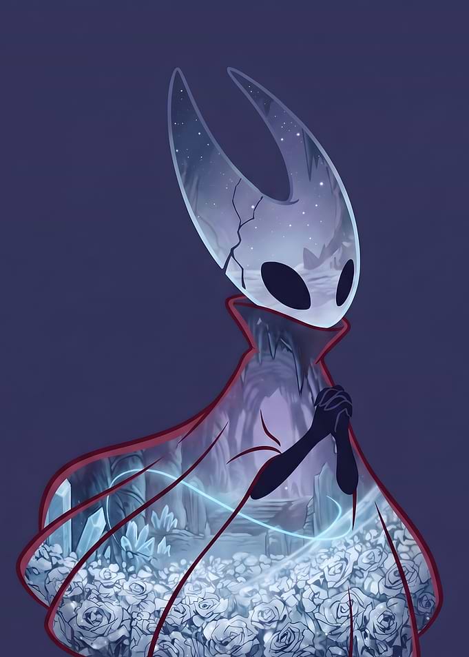 Hollow Knight Hornet with Celestial Landscape
