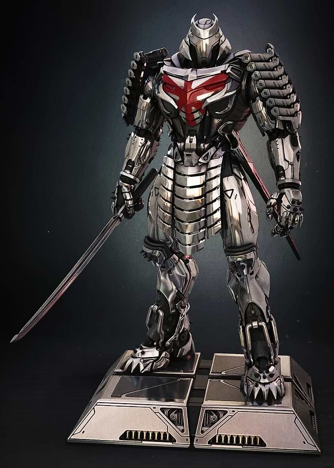 Robotic Samurai Warrior with Katana