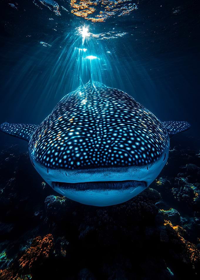 Whale Shark Underwater Sunbeams