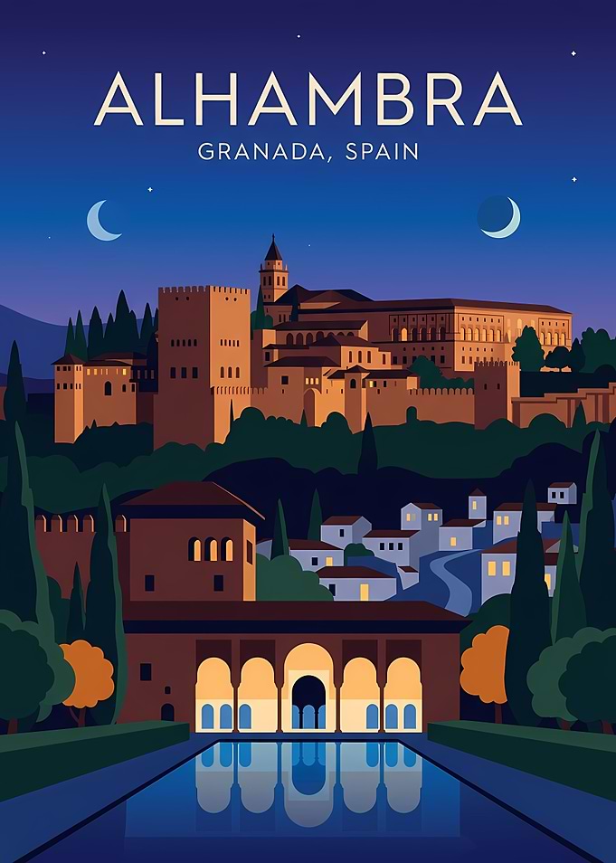 Alhambra Granada Spain Travel Poster