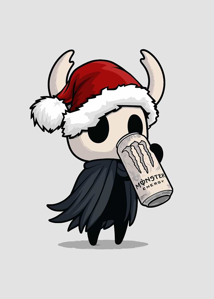 Hollow Knight Character with Monster Energy