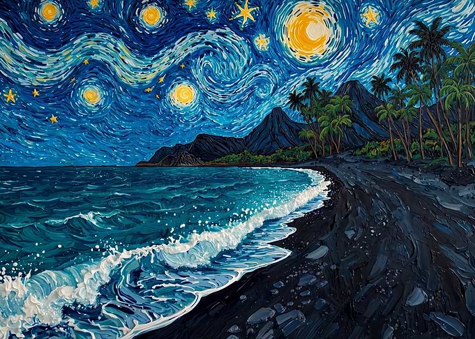 Starry Night Tropical Beach