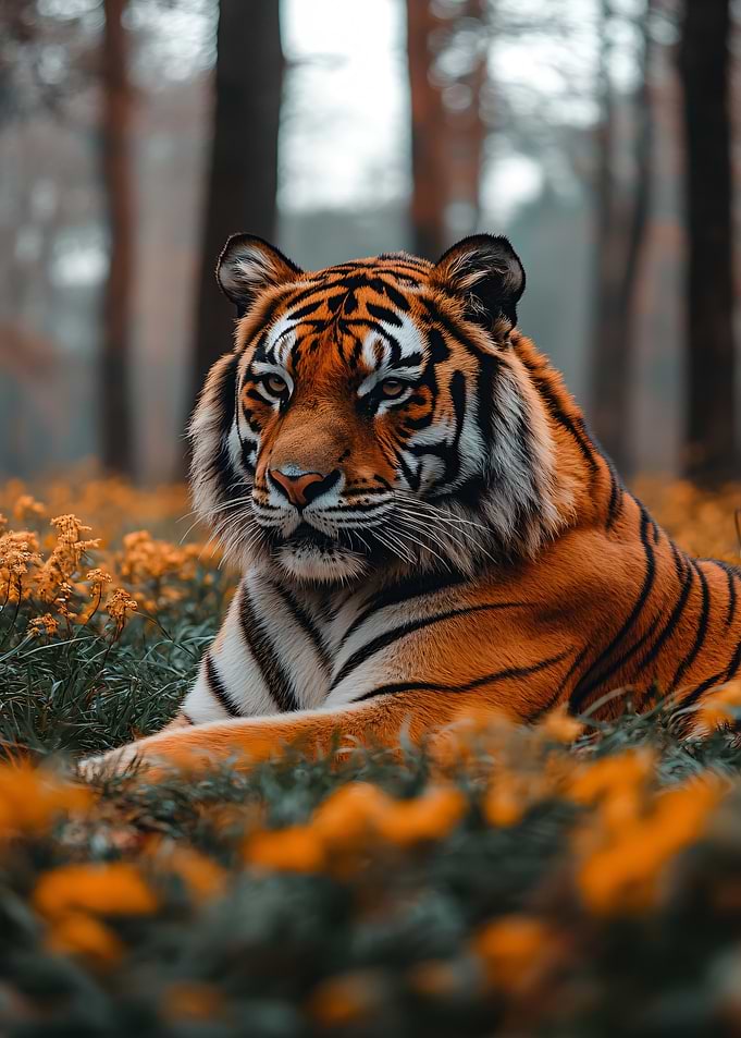 Majestic Tiger in Autumnal Setting