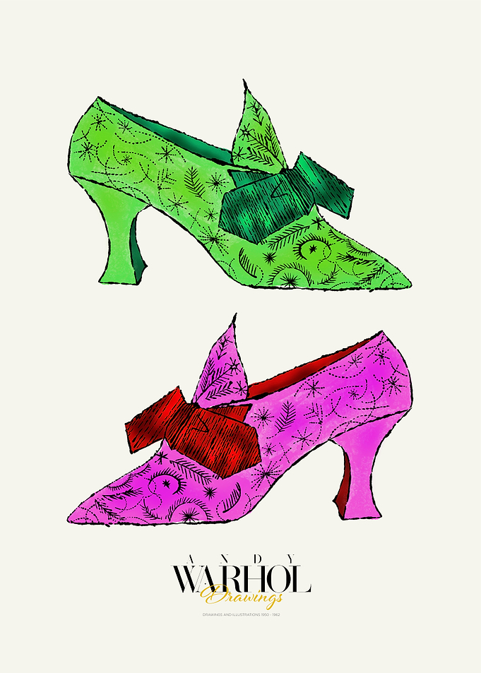 Warhol Drawings | Green and pink shoes