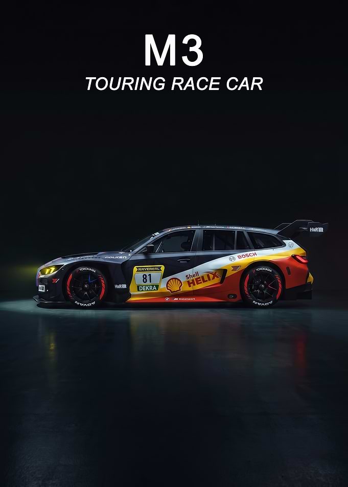 sleek dark BMW M3 Touring Race Car