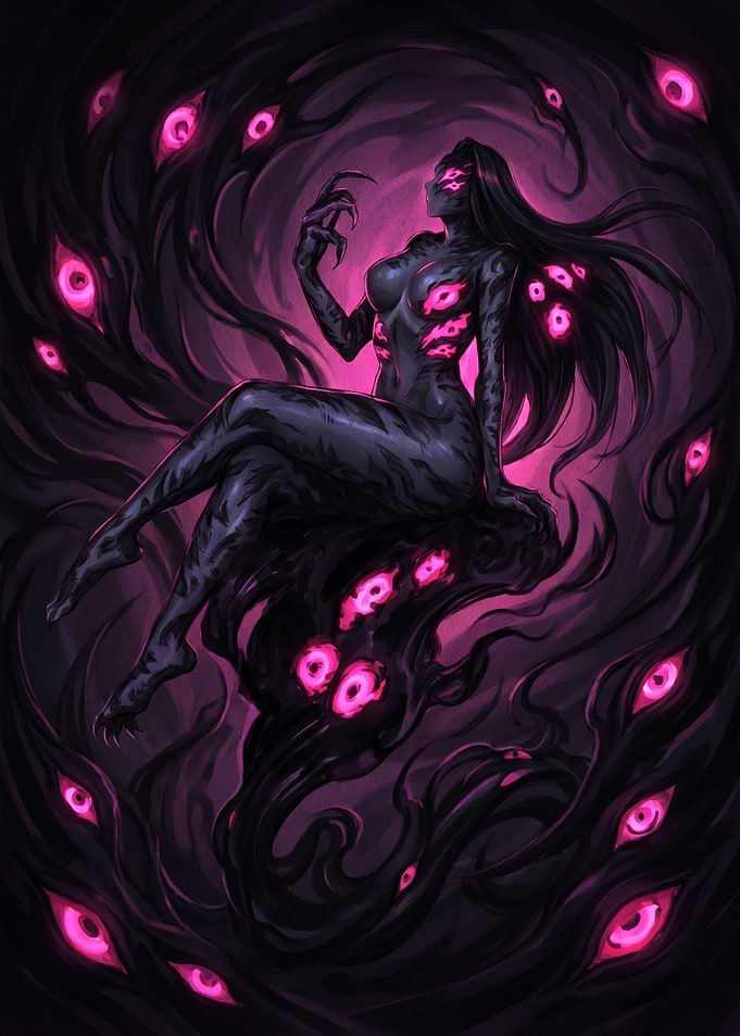Dark Entity with Glowing Eyes