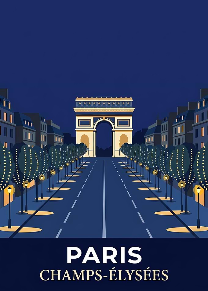 Paris Champs-Élysées at Night