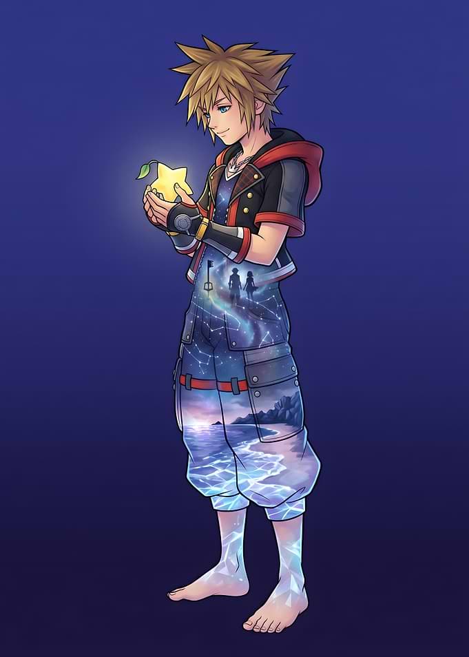 Kingdom Hearts Sora holding a star fragment