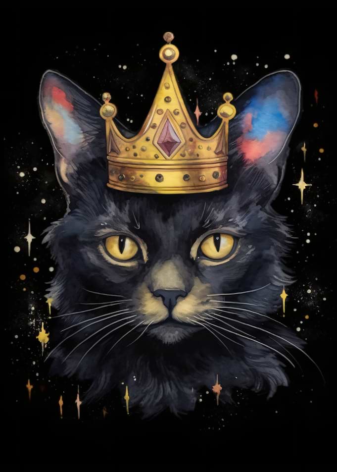 Black Cat King with Crown