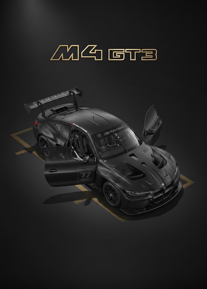 sleek black BMW M4 GT3 Race Car