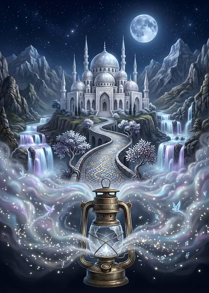 Enchanted Mosque by Waterfall