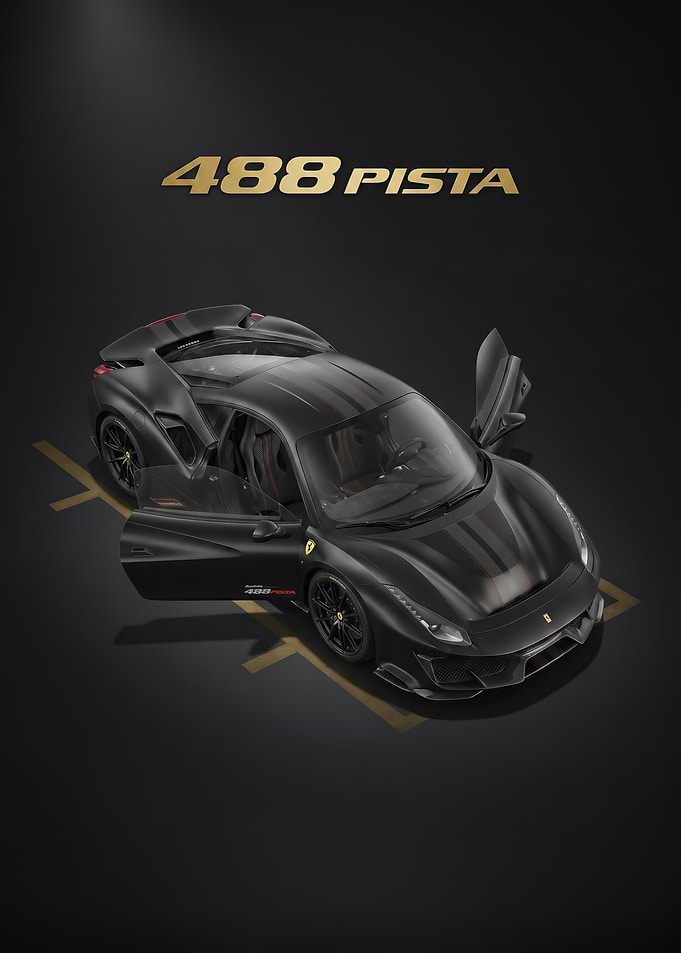 sleek Ferrari 488 Pista Black poster