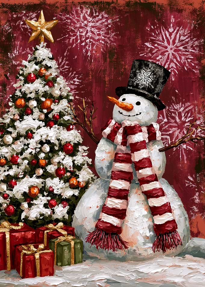 Snowman and Christmas Tree