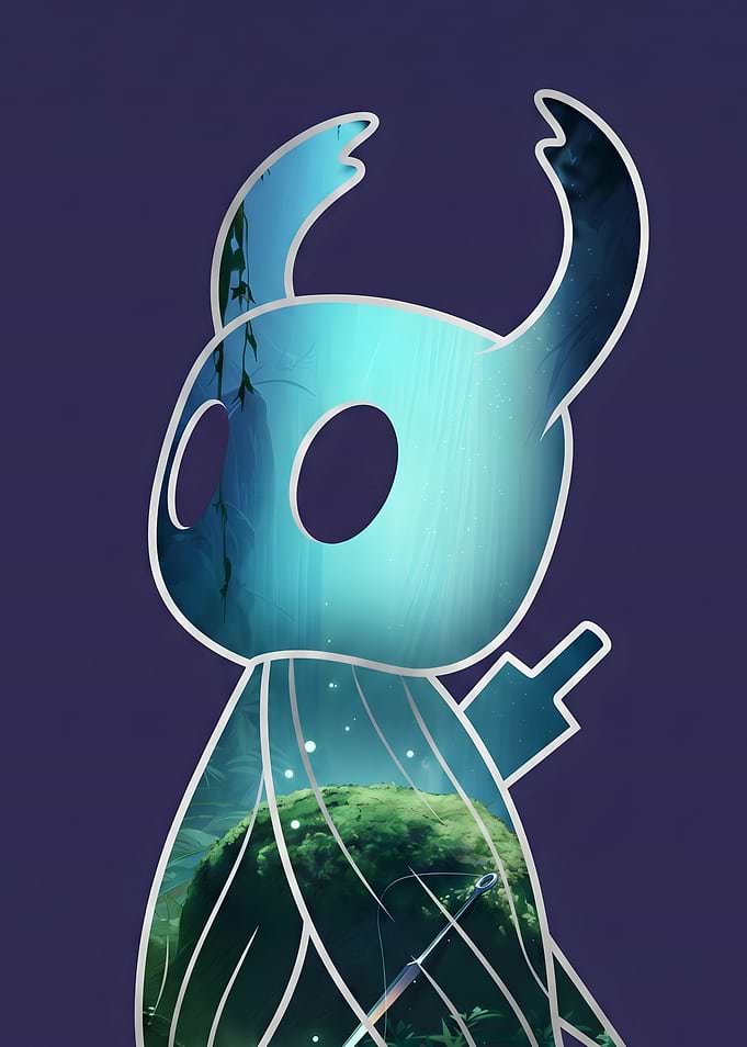 Hollow Knight Character with Nature Scene