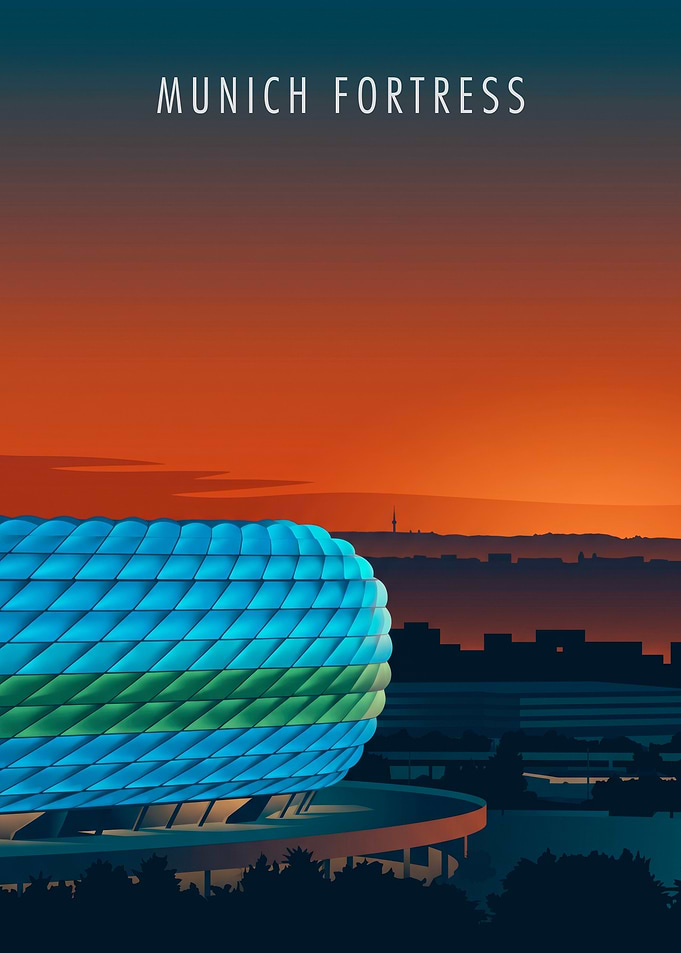 Munich Fortress Stadium at Sunset