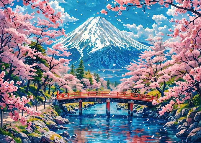 Mount Fuji with Cherry Blossoms