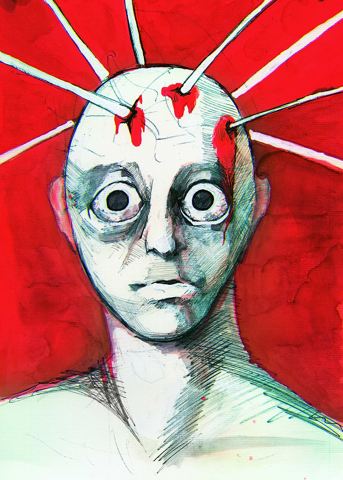 Needles in the head (portrait)