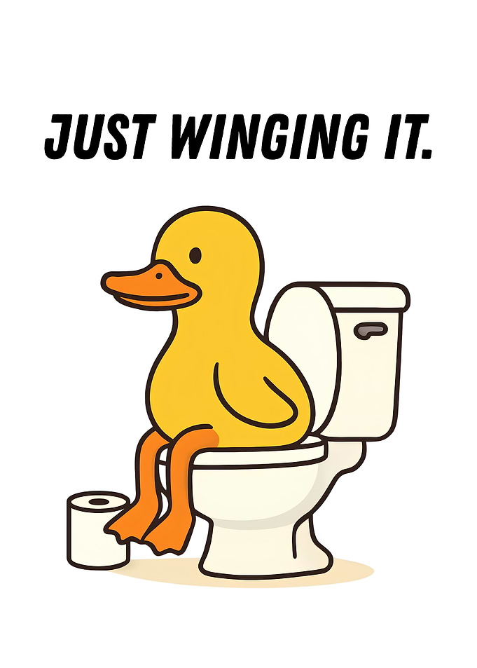 Duck on Toilet 'Just Winging It'