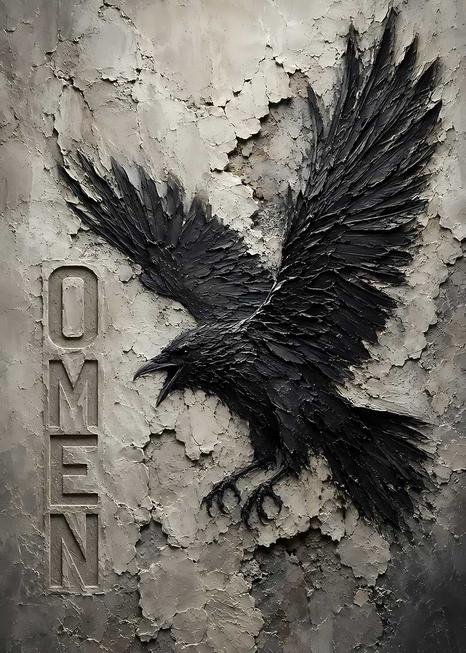 Omen Crow Textured Art