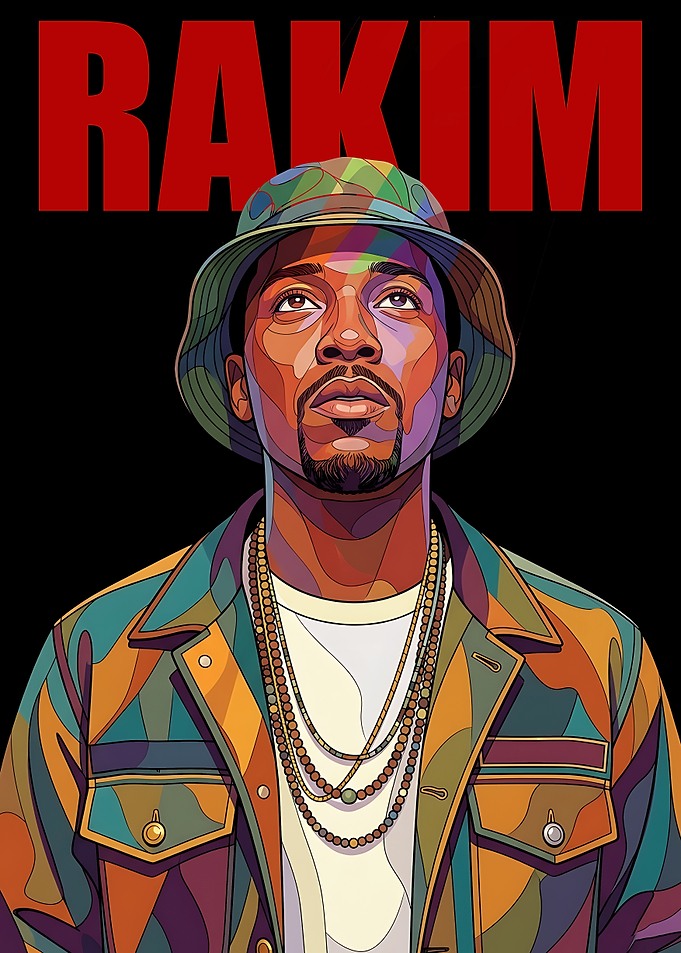 Rakim Portrait with Red Text