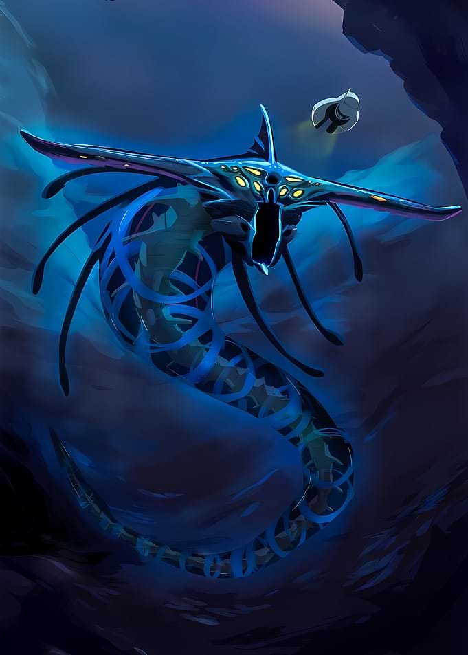 Leviathan and Submarine in Deep Sea