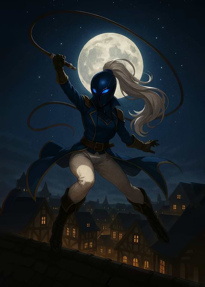 Moonlit Vigilante with Whip