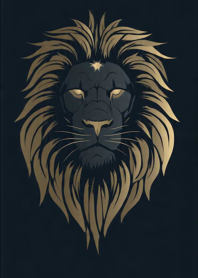 Golden Lion Head Illustration