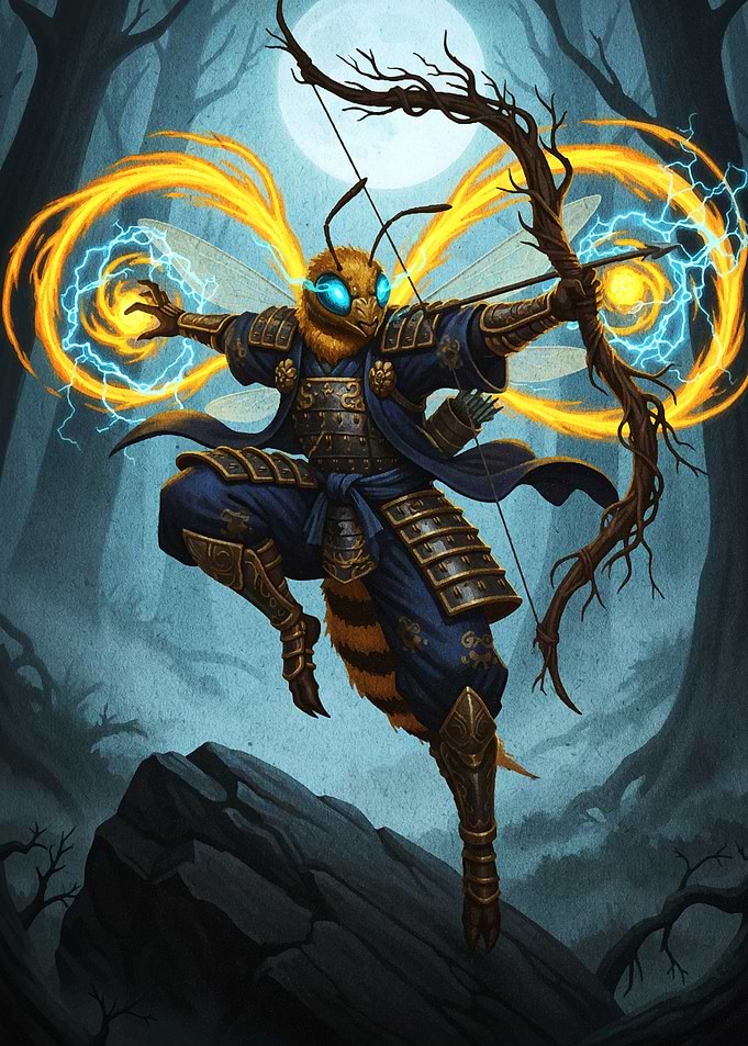 Bee Samurai Archer with Lightning Magic
