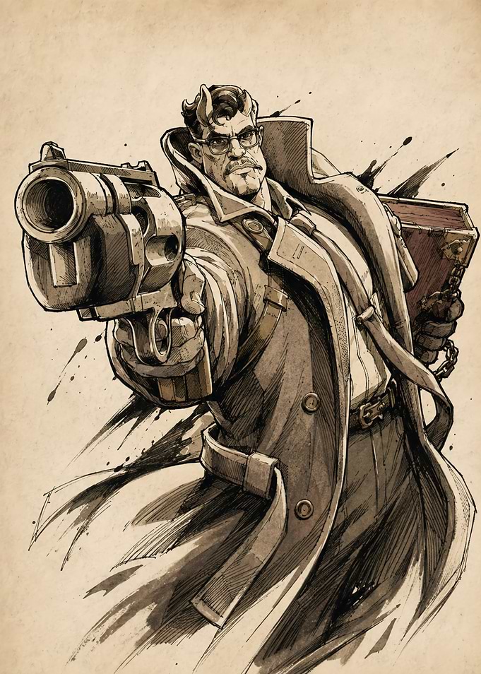 Man with Gun and Book