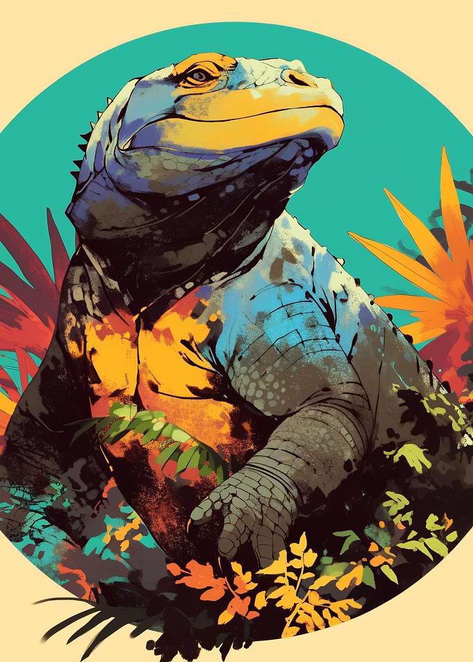 Vibrant Lizard in Tropical Foliage