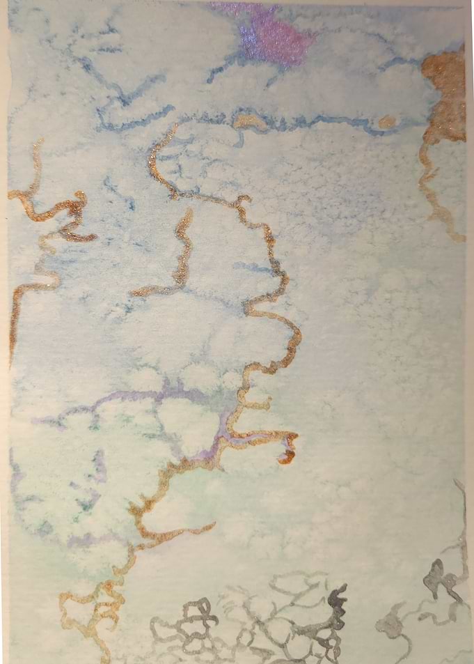 Abstract Watercolor with Metallic Accents