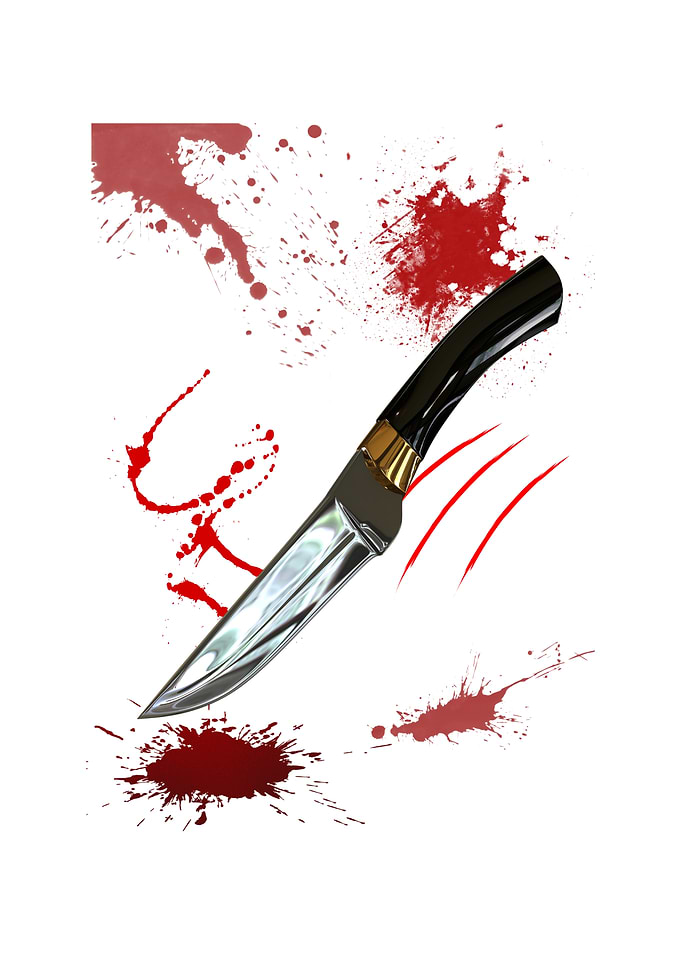 Bloody Knife with Red Splatters
