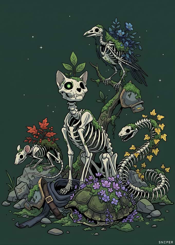 Skeletal Animals Reclaimed by Nature