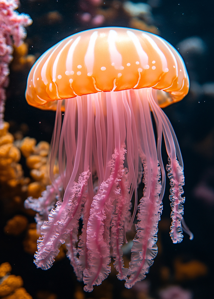Orange Jellyfish with Pink Tentacles