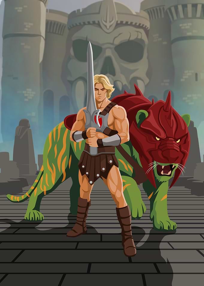 He-Man and Battle Cat at Castle Grayskull