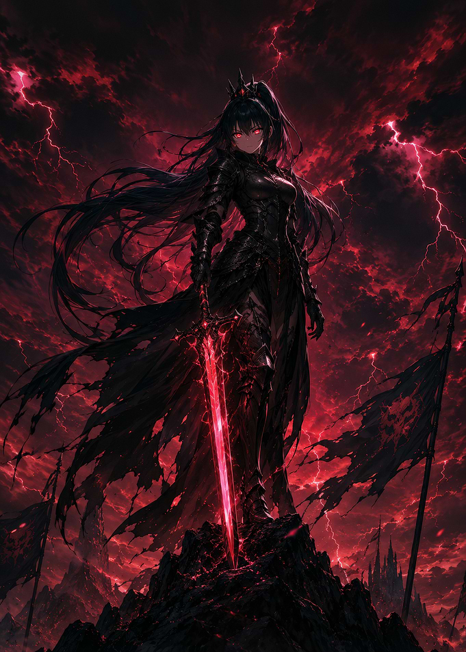 Dark Warrior with Glowing Sword