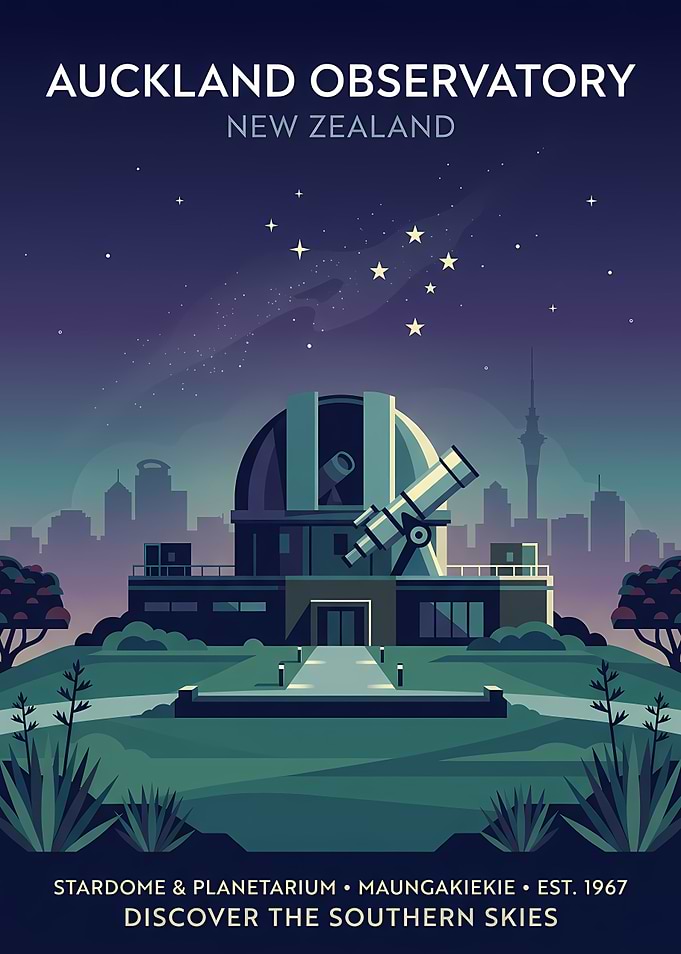 Auckland Observatory Vintage Poster