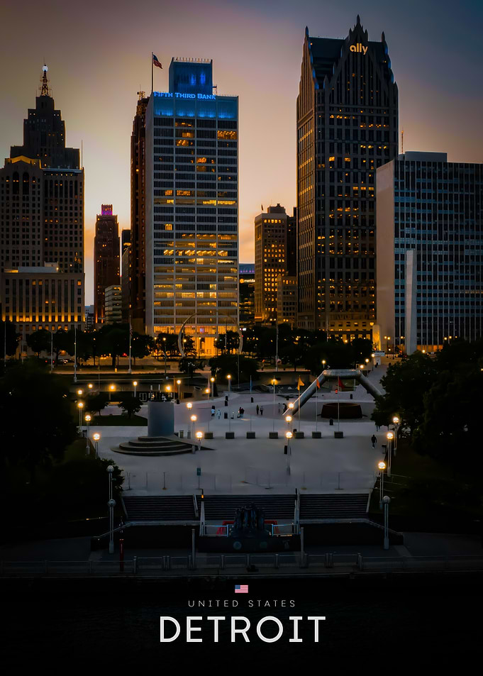 Detroit Skyline at Dusk