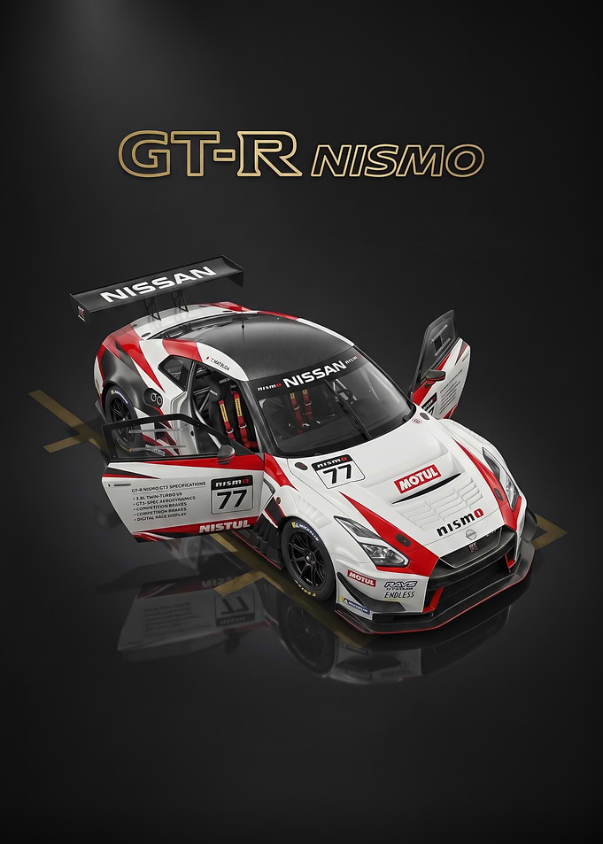 sleek Nissan GT-R Nismo Race Car poster