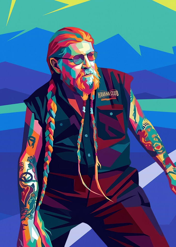 Colorful Portrait of a Man with Braids